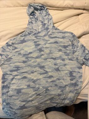 Free Fly Light Blue Camouflage Hooded Men's Sweater